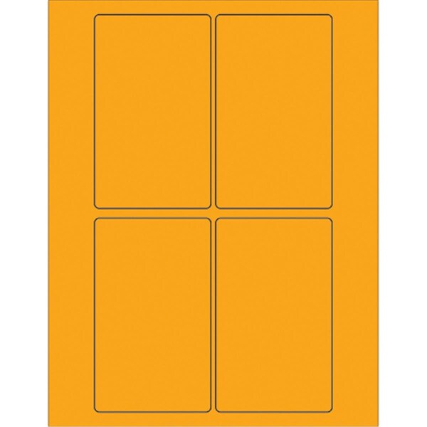 Officespace 3 x 5 in. Fluorescent Orange Rectangle Laser Labels OF3349543 - main
